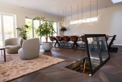 Motorisierter Weinlager-Glasboden – Schwarz (800x1500 mm)