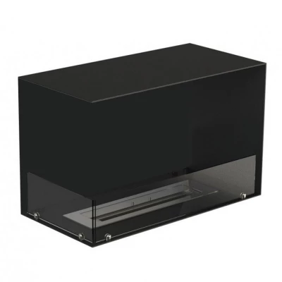 Foco Corner Left 800 - Linksseitiger Bioethanol Eckkamin Foco Corner Left 800 - Moderner linksseitiger Eckkamin aus Bioethanol mit schlichtem schwarzen Design und gehärtetem Glas.