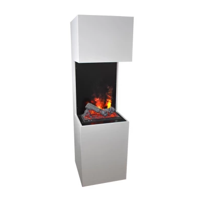Hoher Opti-Myst Kamin mit drei offenen Seiten Beethoven Glow Fire Hybrid Kamin
