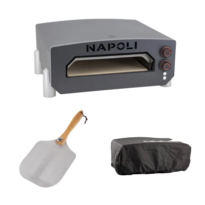 NAPOLI Elektro Pizzaofen Paket Pizzaofen, Pizzaschaufel, Abdeckung